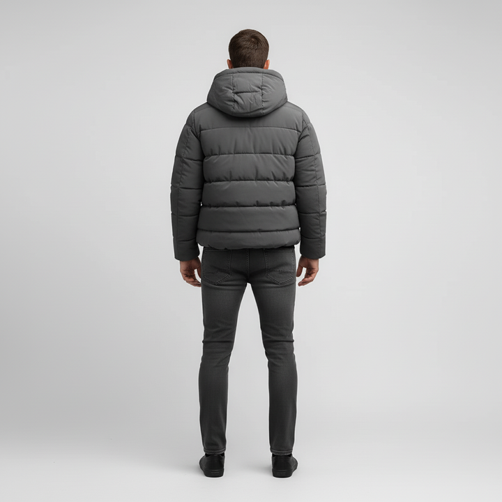 Kurtka Męska Pikowana Zimowa z Kapturem