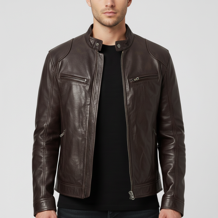 Kurtka Męska Ramoneska ze Stójką i Zamkiem