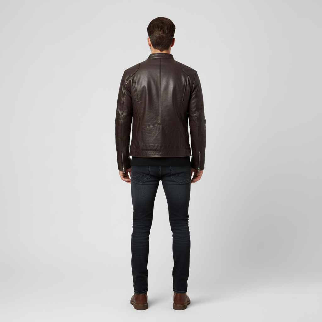 Kurtka Męska Ramoneska ze Stójką i Zamkiem