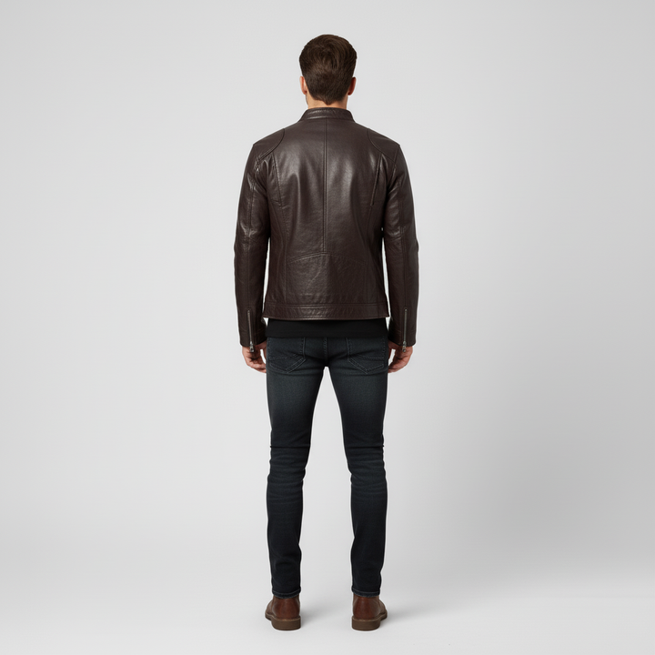 Kurtka Męska Ramoneska ze Stójką i Zamkiem