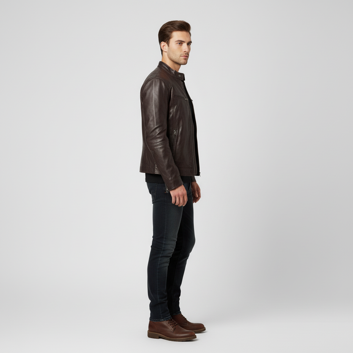 Kurtka Męska Ramoneska ze Stójką i Zamkiem