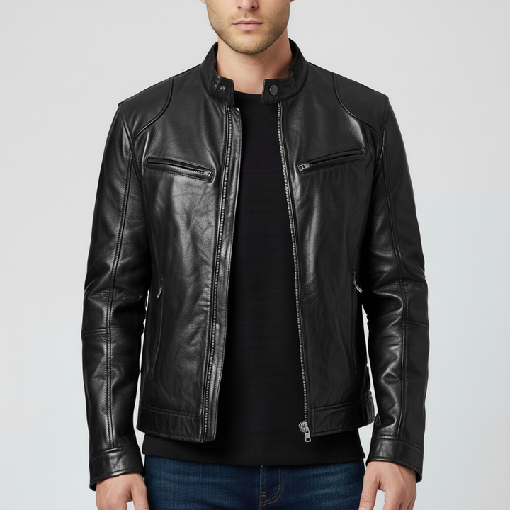 Kurtka Męska Ramoneska ze Stójką i Zamkiem