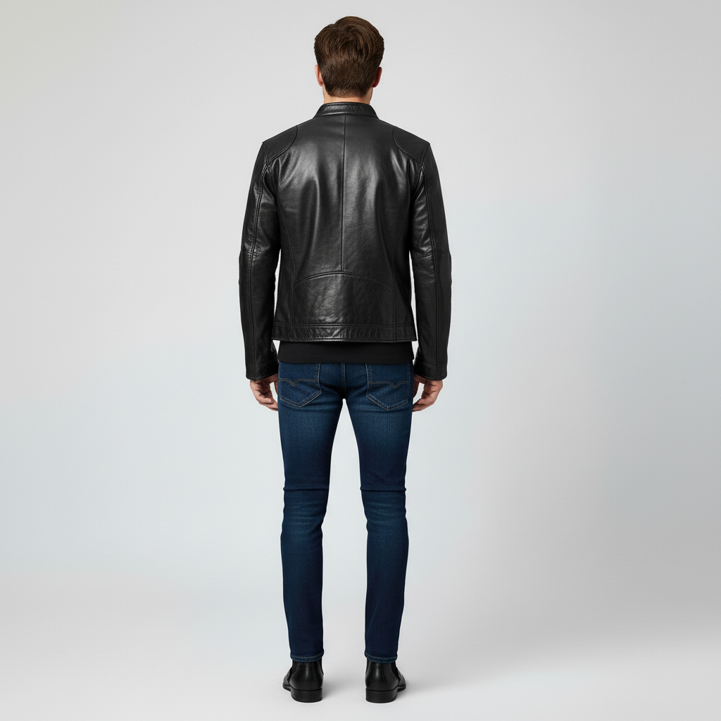 Kurtka Męska Ramoneska ze Stójką i Zamkiem