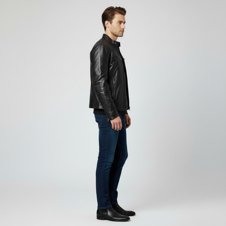 Kurtka Męska Ramoneska ze Stójką i Zamkiem