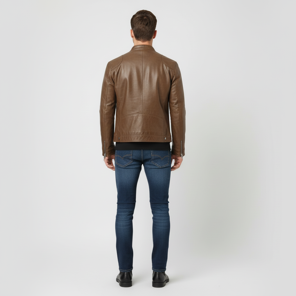 Kurtka Męska Ramoneska ze Stójką i Zamkiem