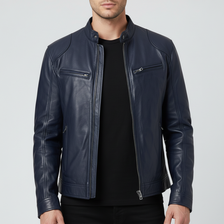 Kurtka Męska Ramoneska ze Stójką i Zamkiem