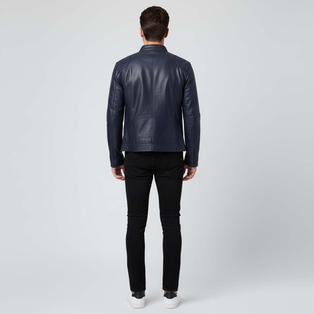 Kurtka Męska Ramoneska ze Stójką i Zamkiem