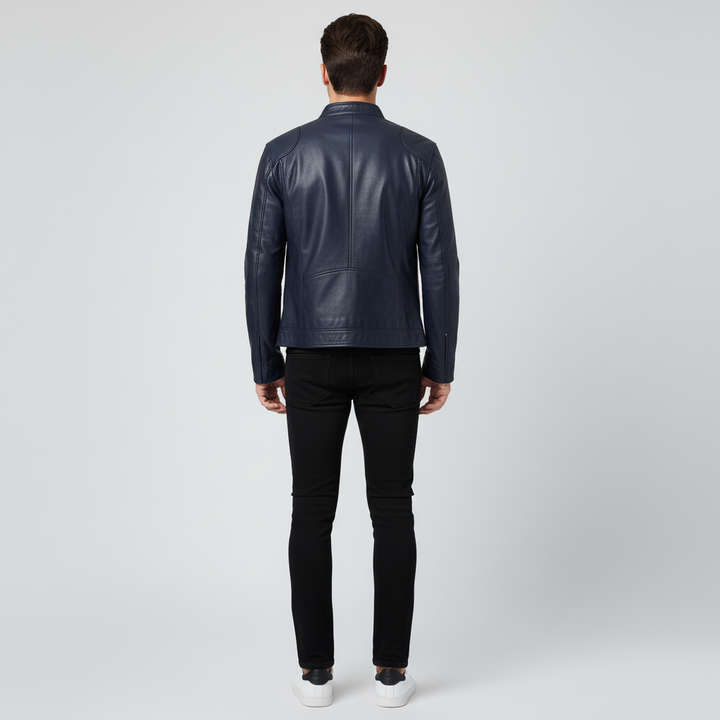 Kurtka Męska Ramoneska ze Stójką i Zamkiem