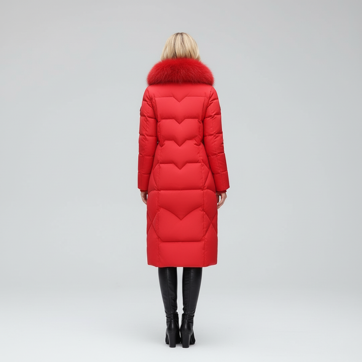 Płaszcz Damski Zimowy Maxi Pikowany z Kapturem