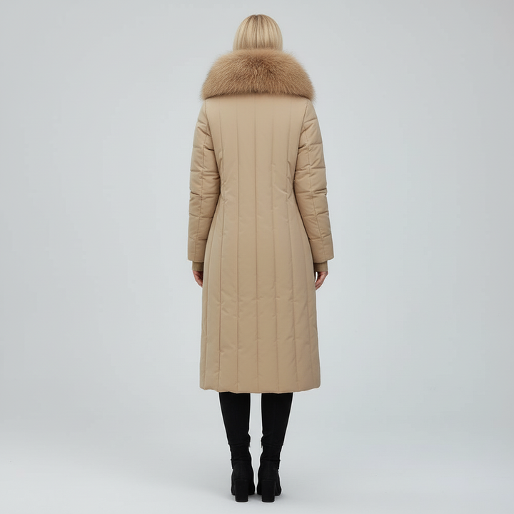 Płaszcz Damski Zimowy Maxi Pikowany z Kapturem