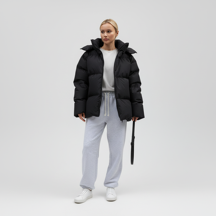 Kurtka Damska Zimowa Puffer Oversize z Kapturem