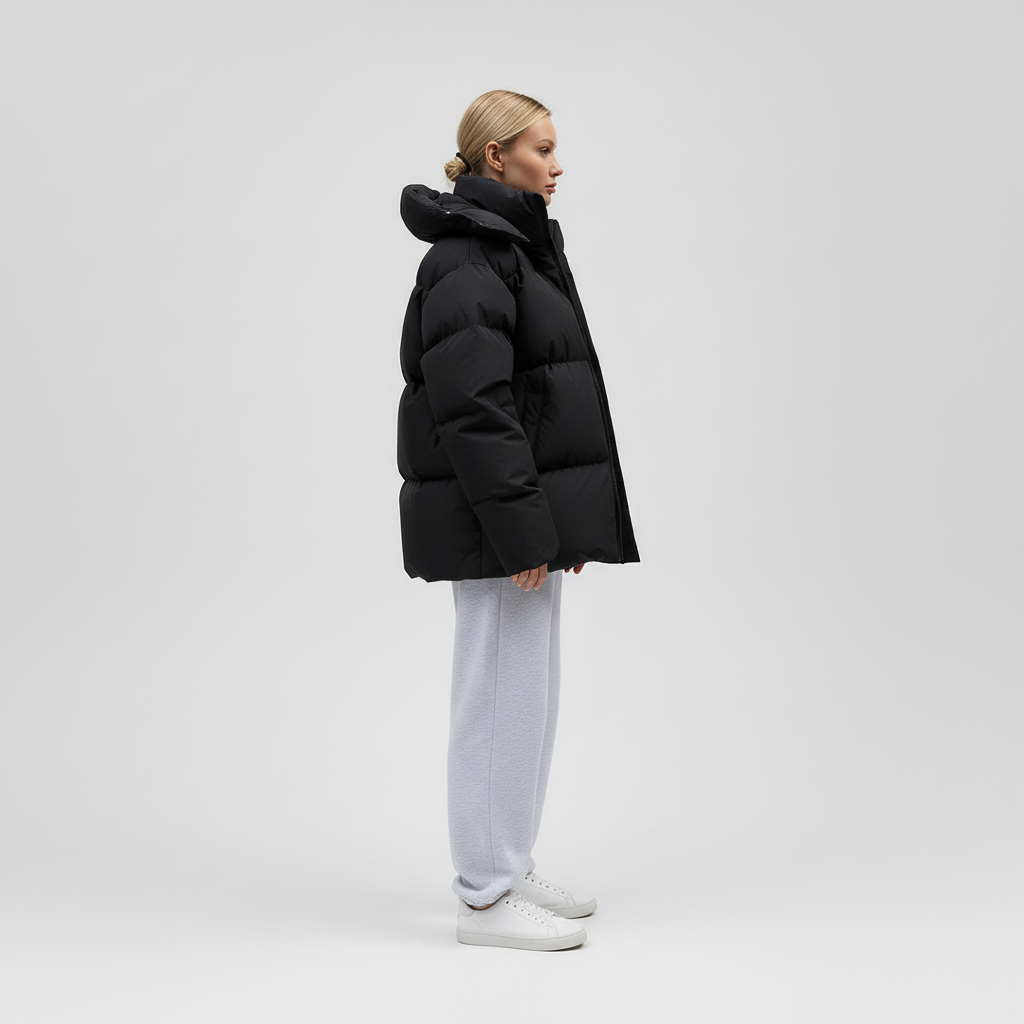 Kurtka Damska Zimowa Puffer Oversize z Kapturem