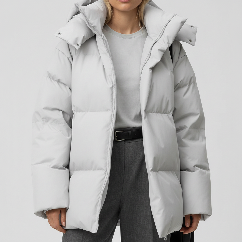 Kurtka Damska Zimowa Puffer Oversize z Kapturem