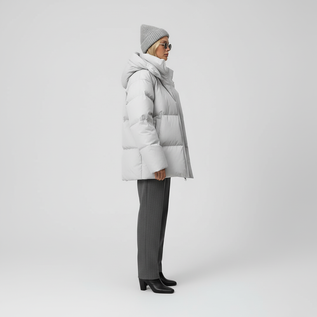 Kurtka Damska Zimowa Puffer Oversize z Kapturem