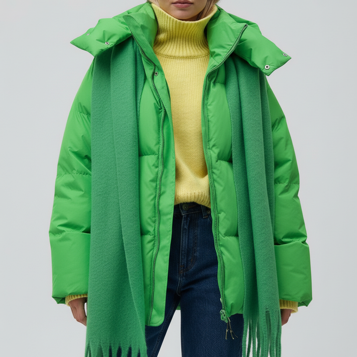 Kurtka Damska Zimowa Puffer Oversize z Kapturem