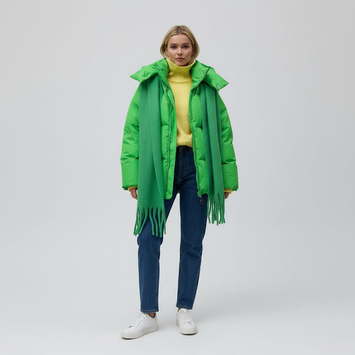 Kurtka Damska Zimowa Puffer Oversize z Kapturem
