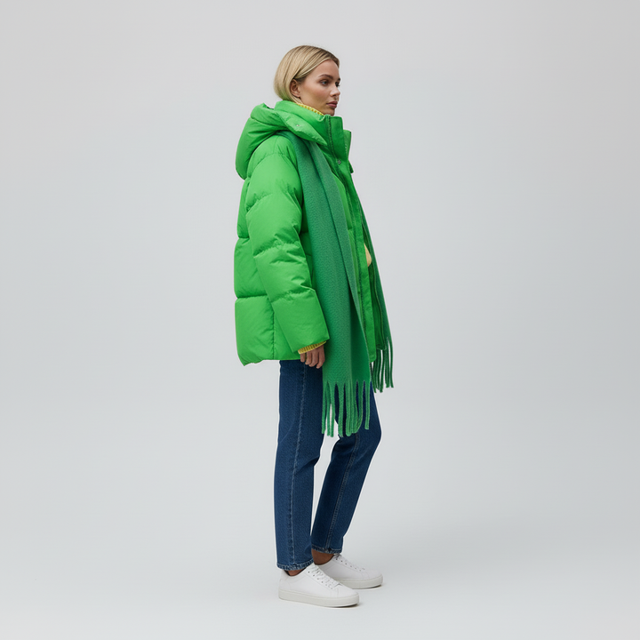 Kurtka Damska Zimowa Puffer Oversize z Kapturem