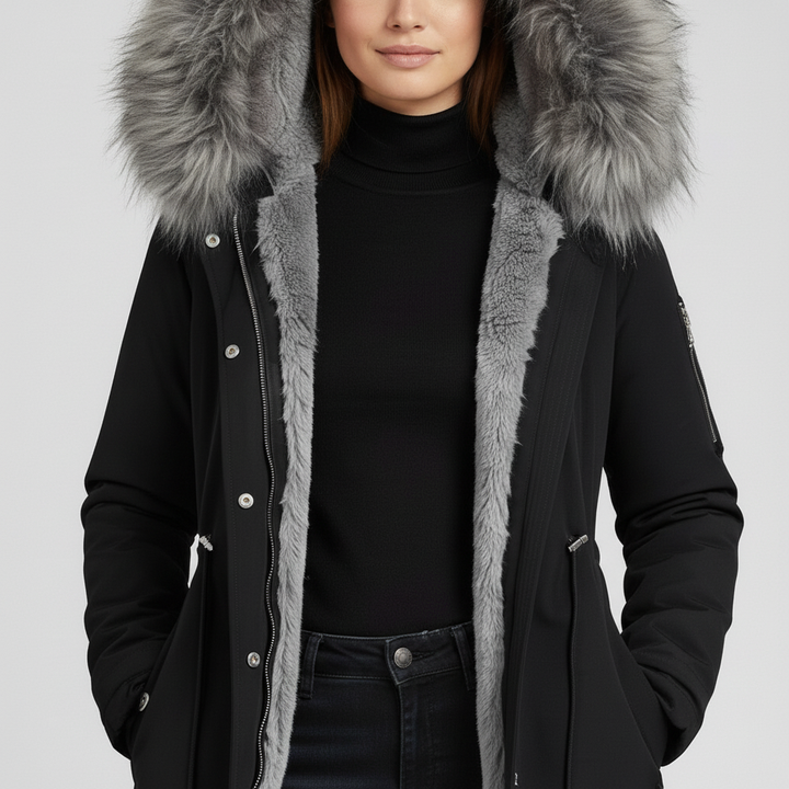 Kurtka Damska Zimowa Parka Długa z Kapturem