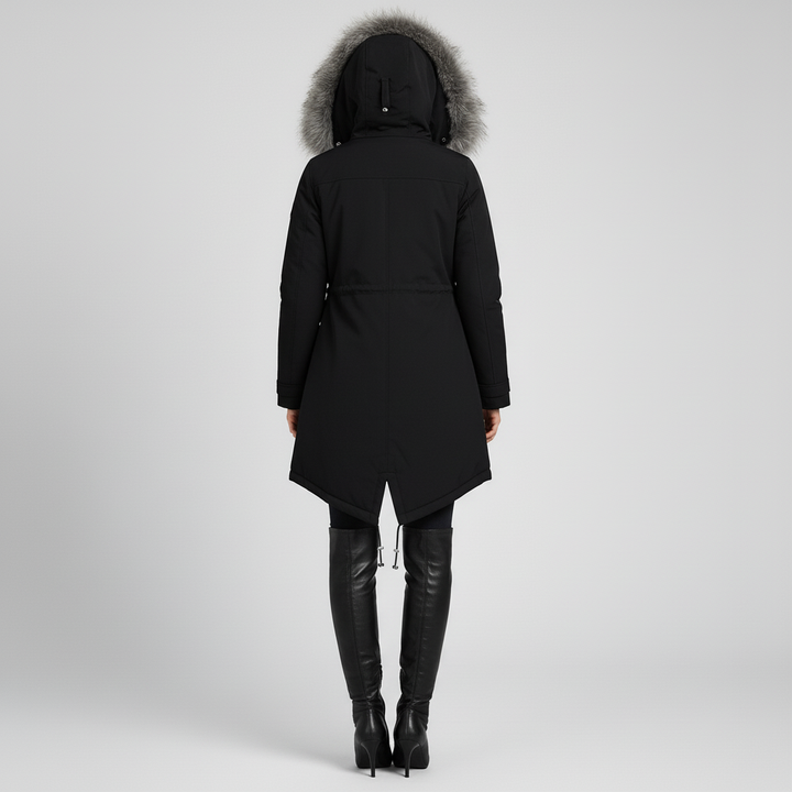 Kurtka Damska Zimowa Parka Długa z Kapturem