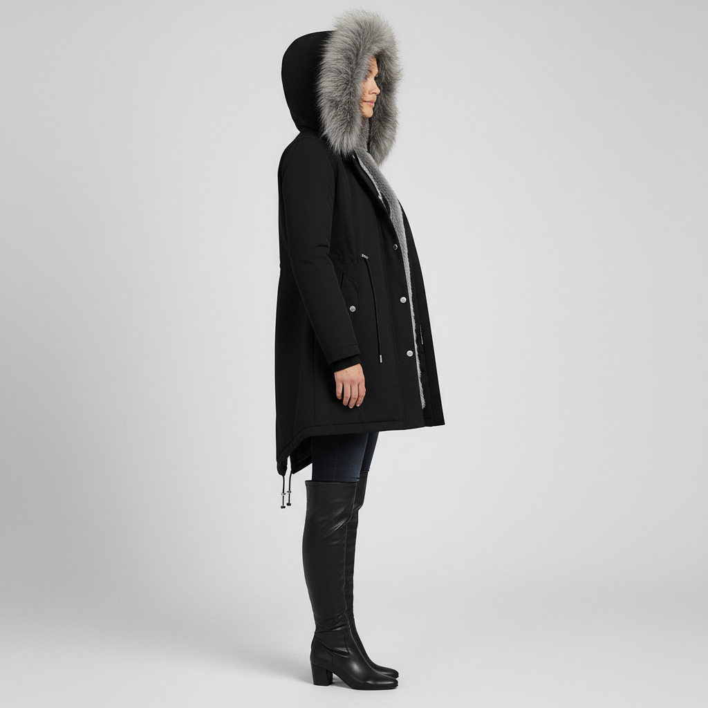 Kurtka Damska Zimowa Parka Długa z Kapturem