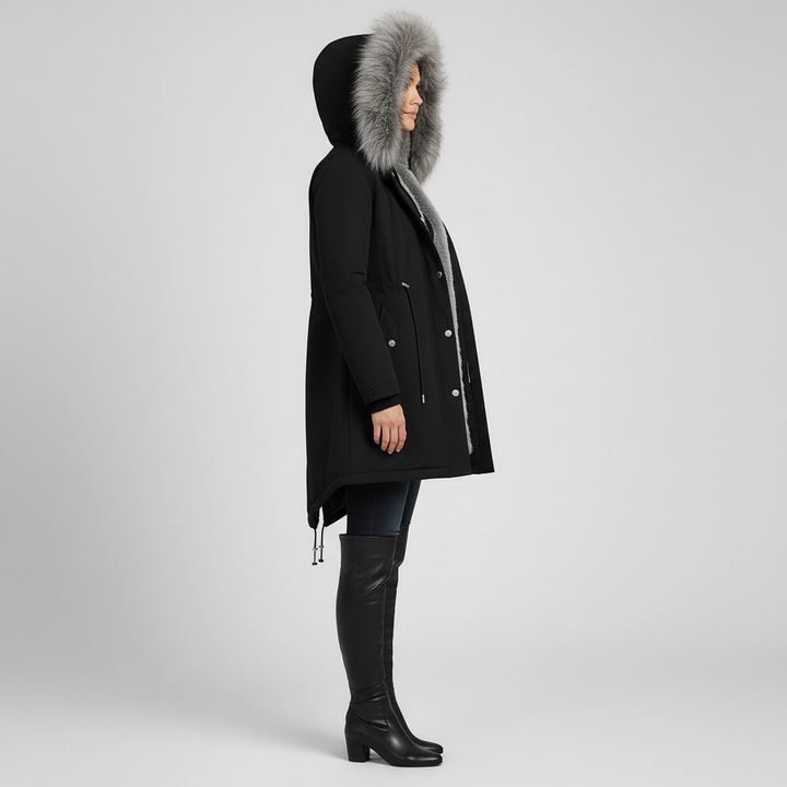 Kurtka Damska Zimowa Parka Długa z Kapturem