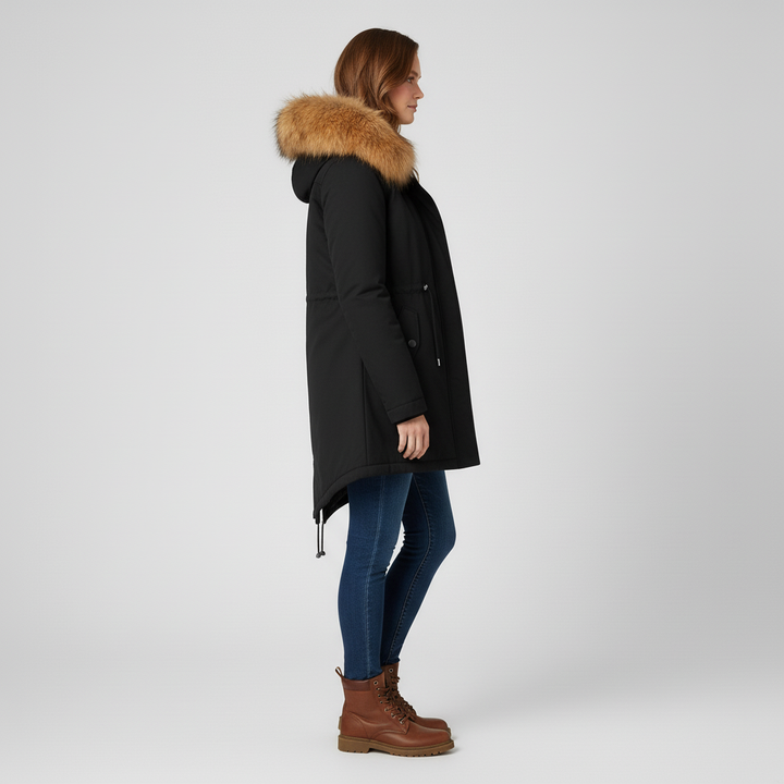 Kurtka Damska Zimowa Parka Długa z Kapturem