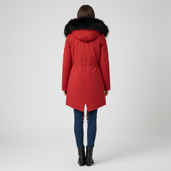 Kurtka Damska Zimowa Parka Długa z Kapturem