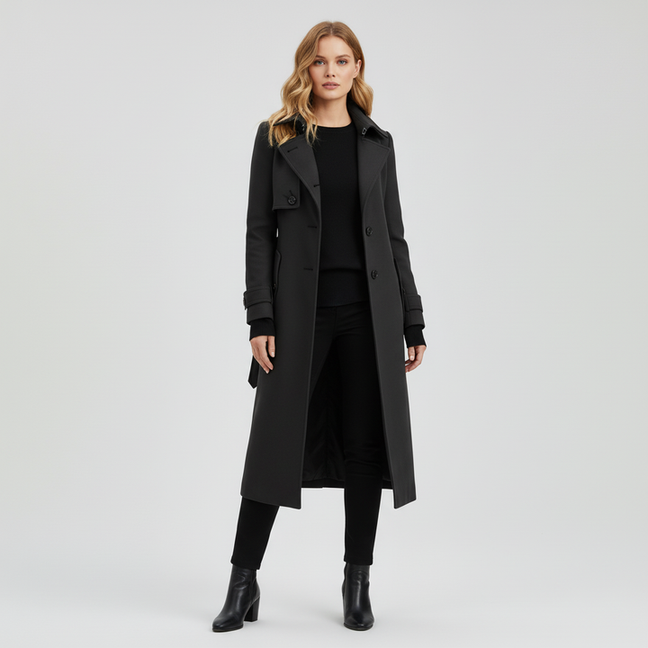 Damski Płaszcz Zimowy z Paskiem – Elegancka Linia Przejściowa