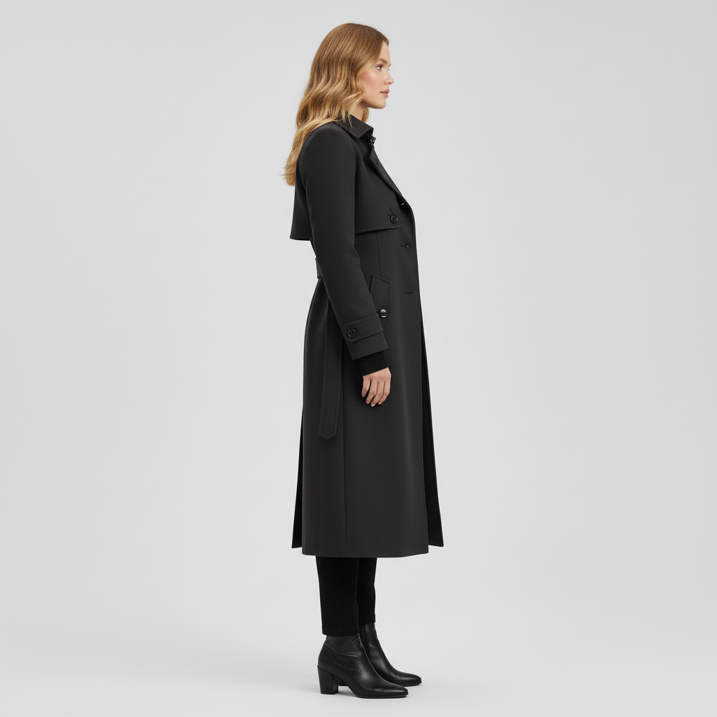 Damski Płaszcz Zimowy z Paskiem – Elegancka Linia Przejściowa