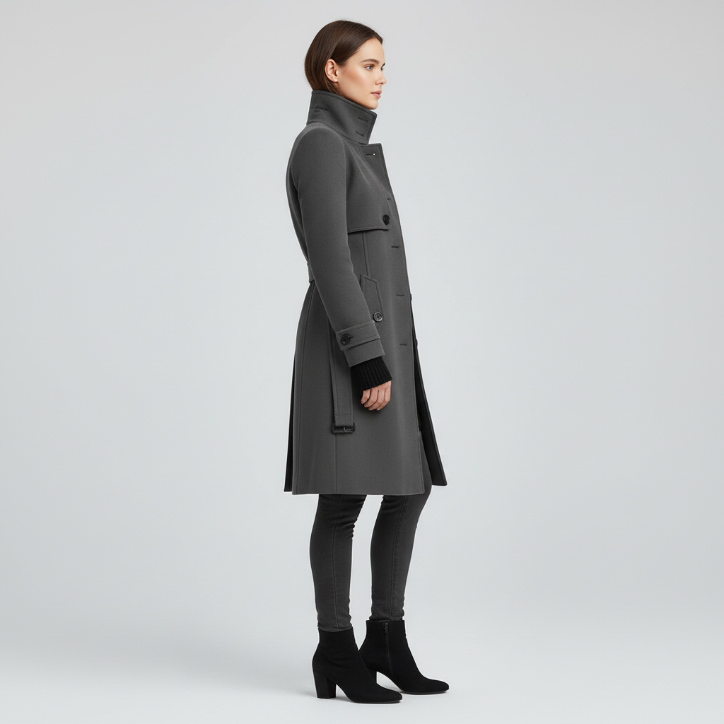 Damski Płaszcz Zimowy z Paskiem – Elegancka Linia Przejściowa