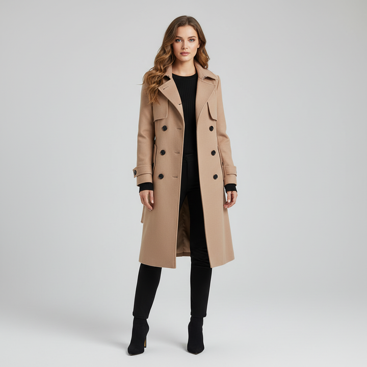 Damski Płaszcz Zimowy z Paskiem – Elegancka Linia Przejściowa