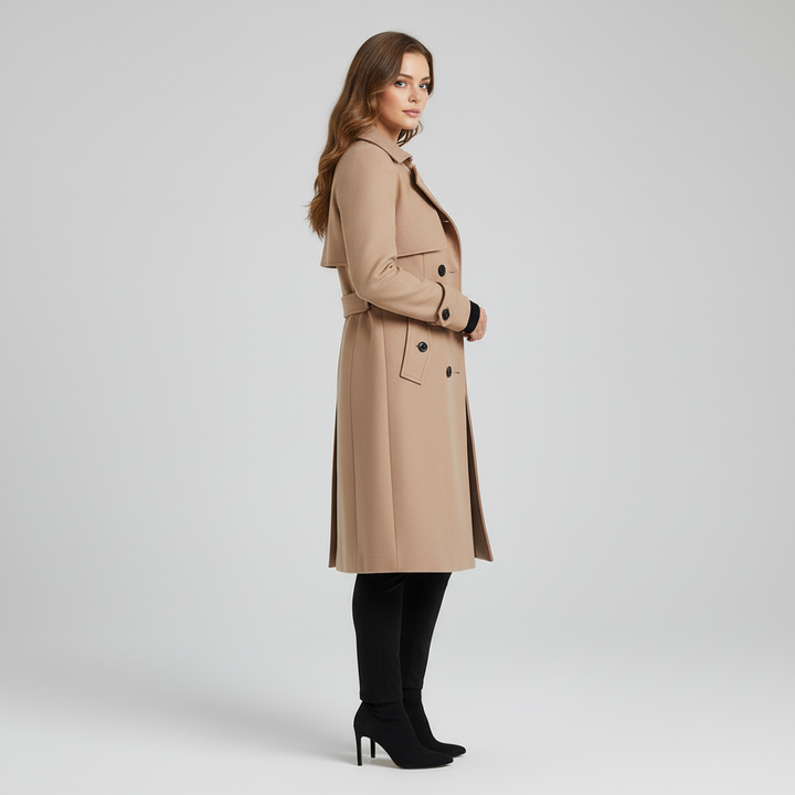 Damski Płaszcz Zimowy z Paskiem – Elegancka Linia Przejściowa