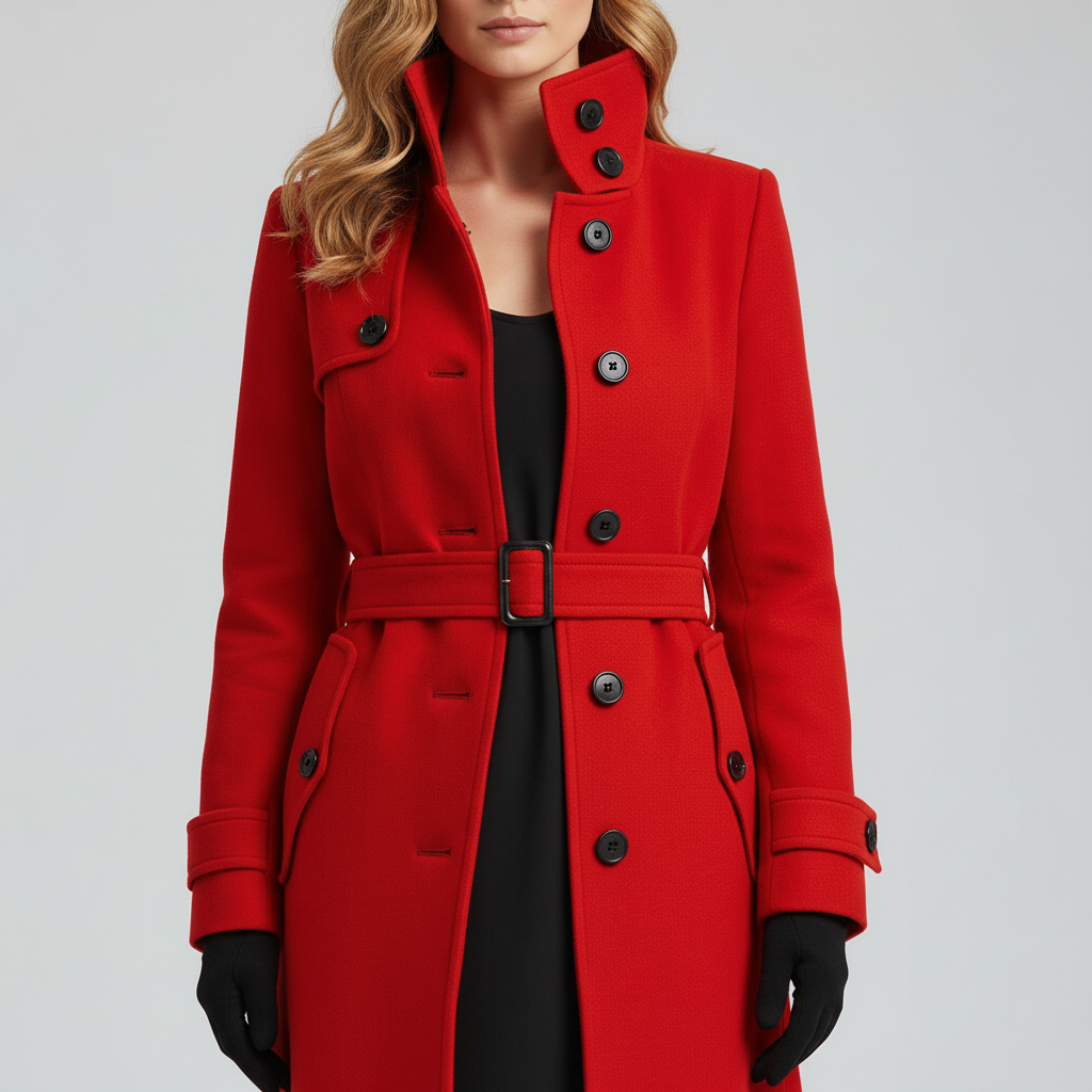 Damski Płaszcz Zimowy z Paskiem – Elegancka Linia Przejściowa