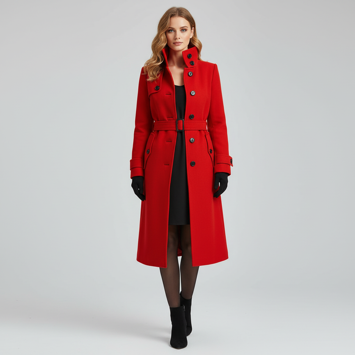 Damski Płaszcz Zimowy z Paskiem – Elegancka Linia Przejściowa