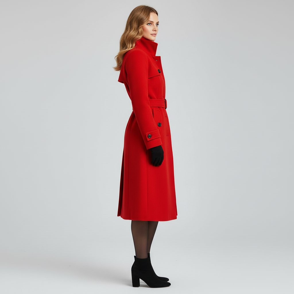 Damski Płaszcz Zimowy z Paskiem – Elegancka Linia Przejściowa