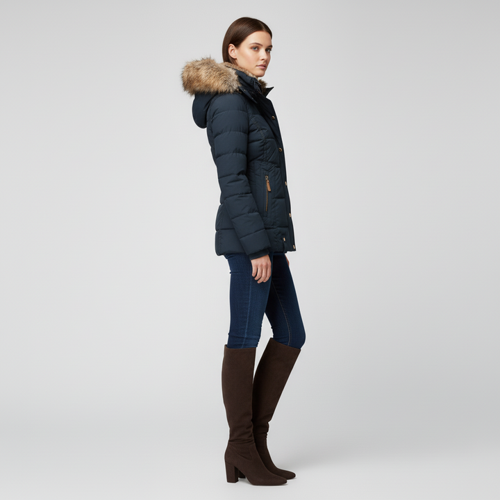 Damska Kurtka Zimowa Z Kapturem Na Zamek