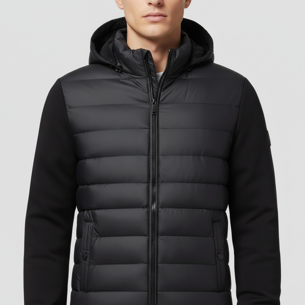 Kurtka Zimowa Męska Hybrydowa z Kapturem