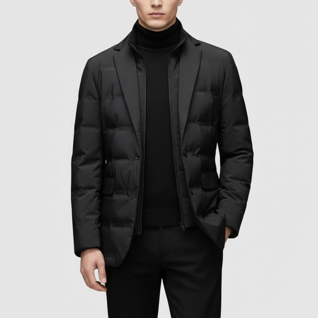 Męska Kurtka Puchowa Z Kołnierzem