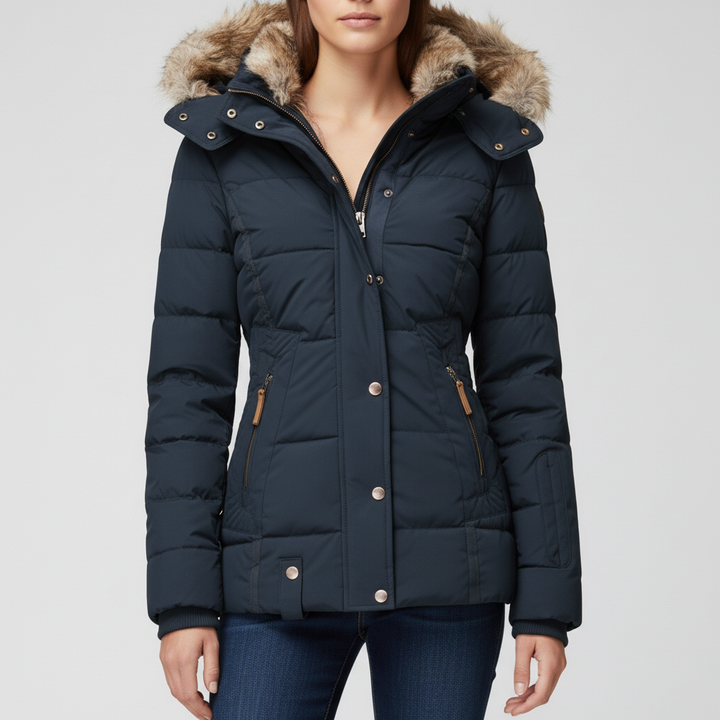 Damska Kurtka Zimowa Z Kapturem Na Zamek