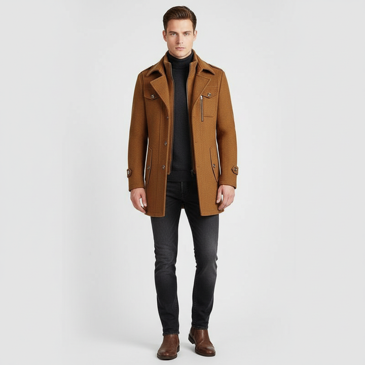 Płaszcz męski z kołnierzem