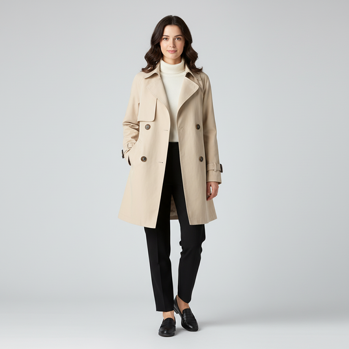 Damski Trencz Z Kołnierzem Revers