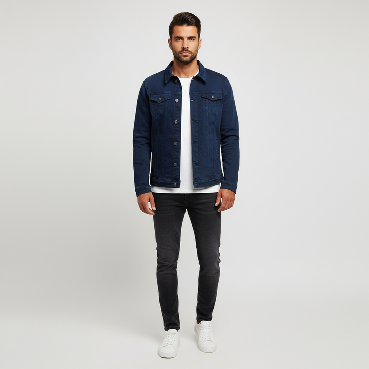 Męska Klasyczna Kurtka Jeansowa