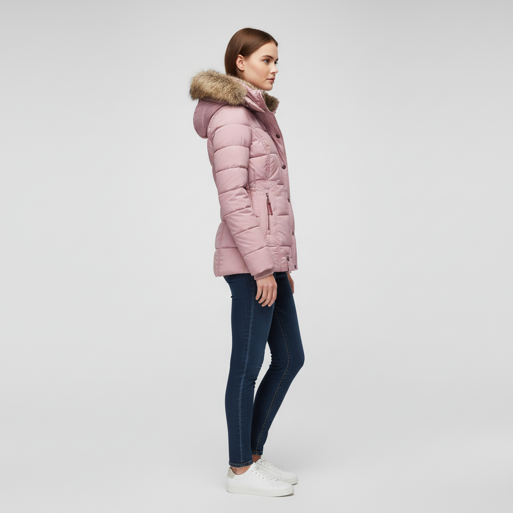 Damska Kurtka Zimowa Z Kapturem Na Zamek