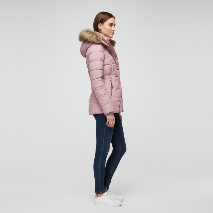 Damska Kurtka Zimowa Z Kapturem Na Zamek