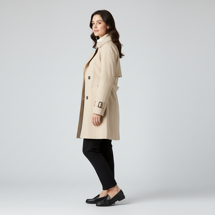 Damski Trencz Z Kołnierzem Revers