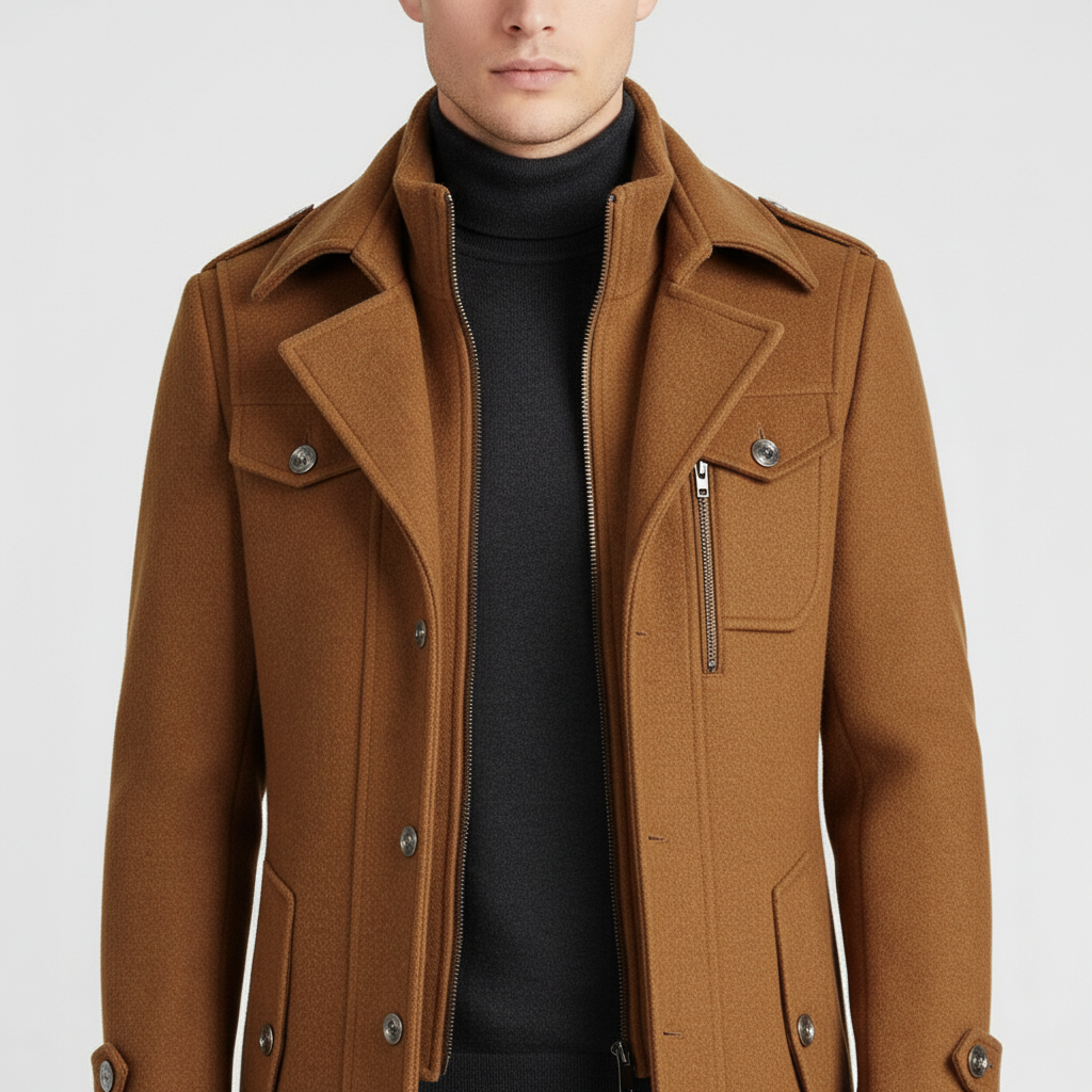 Płaszcz męski z kołnierzem