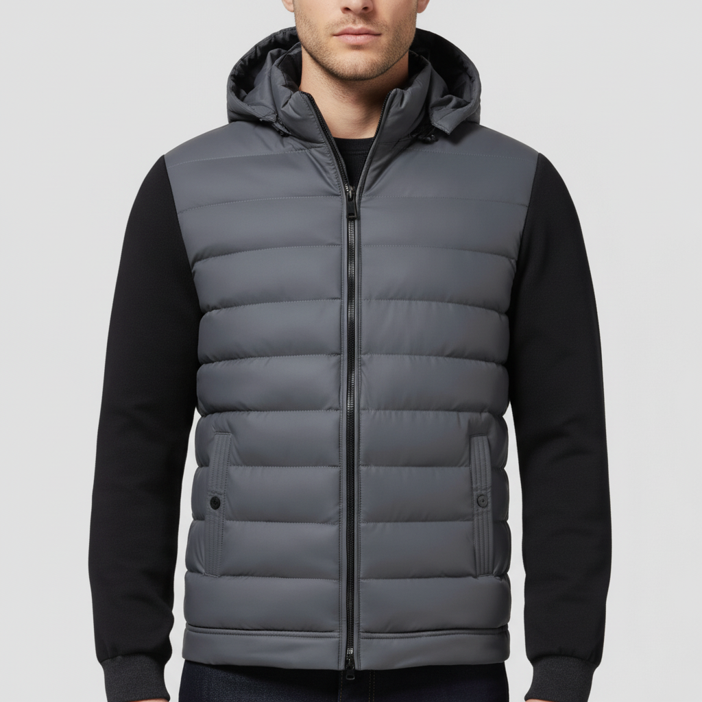 Kurtka Zimowa Męska Hybrydowa z Kapturem