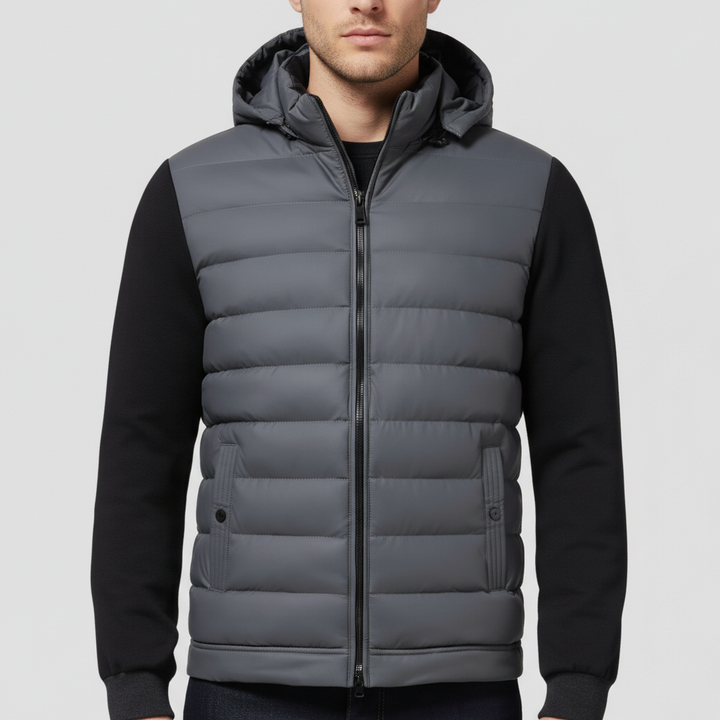 Kurtka Zimowa Męska Hybrydowa z Kapturem