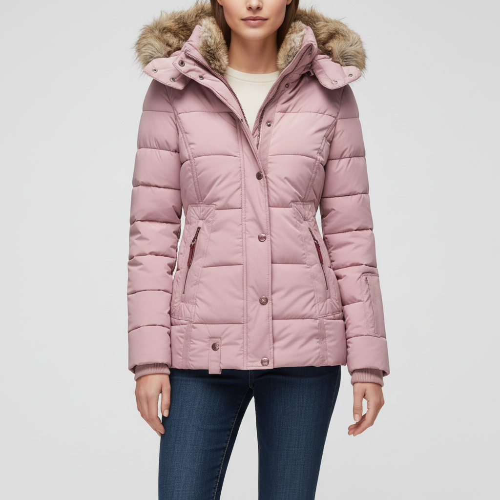 Damska Kurtka Zimowa Z Kapturem Na Zamek