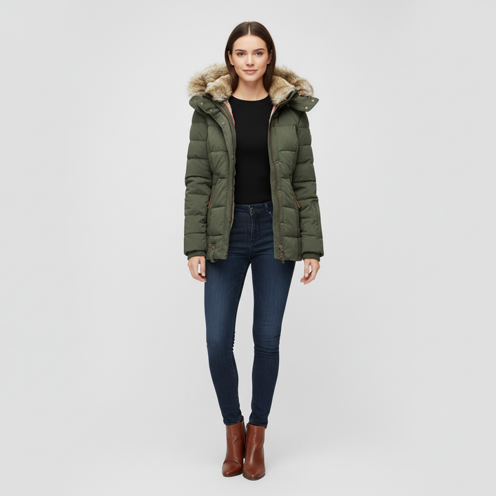 Damska Kurtka Zimowa Z Kapturem Na Zamek